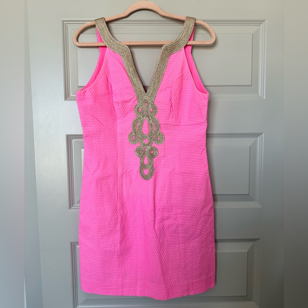 Lilly Pulitzer Pink & Gold Sheath Dress